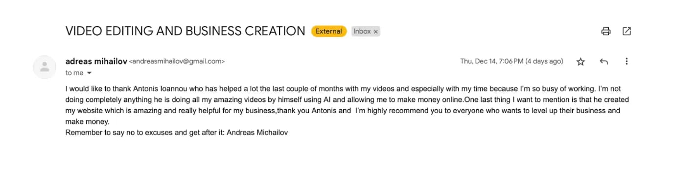 Client testimonial from Elite Calisthenics Training