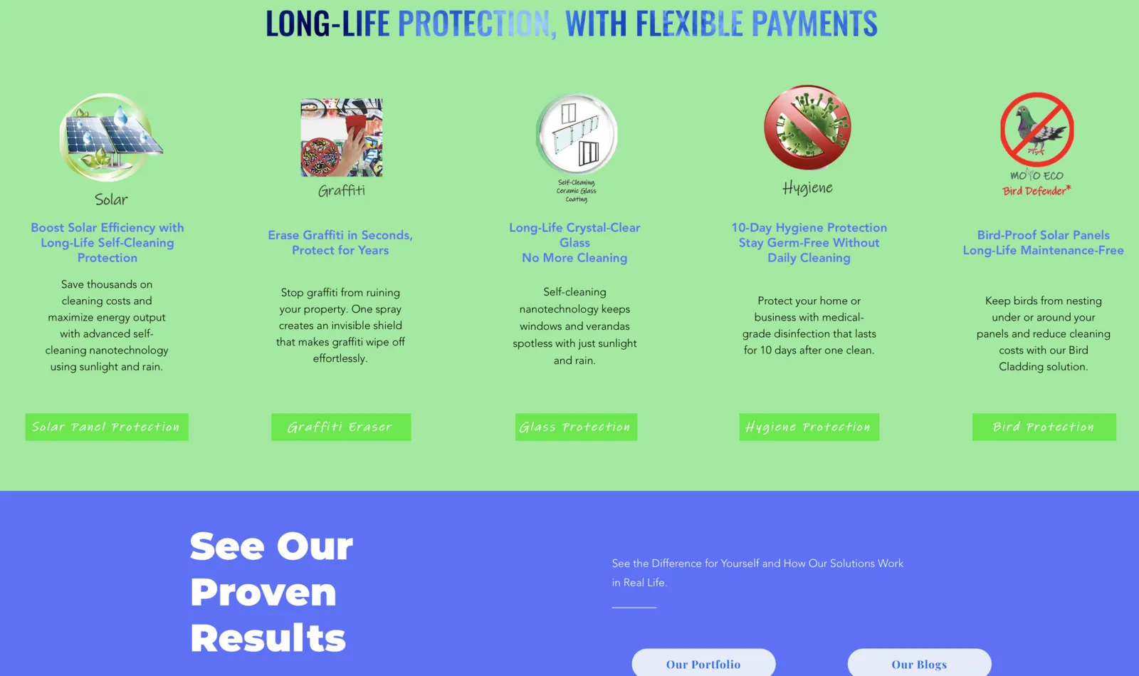 Moyo Eco services section screenshot