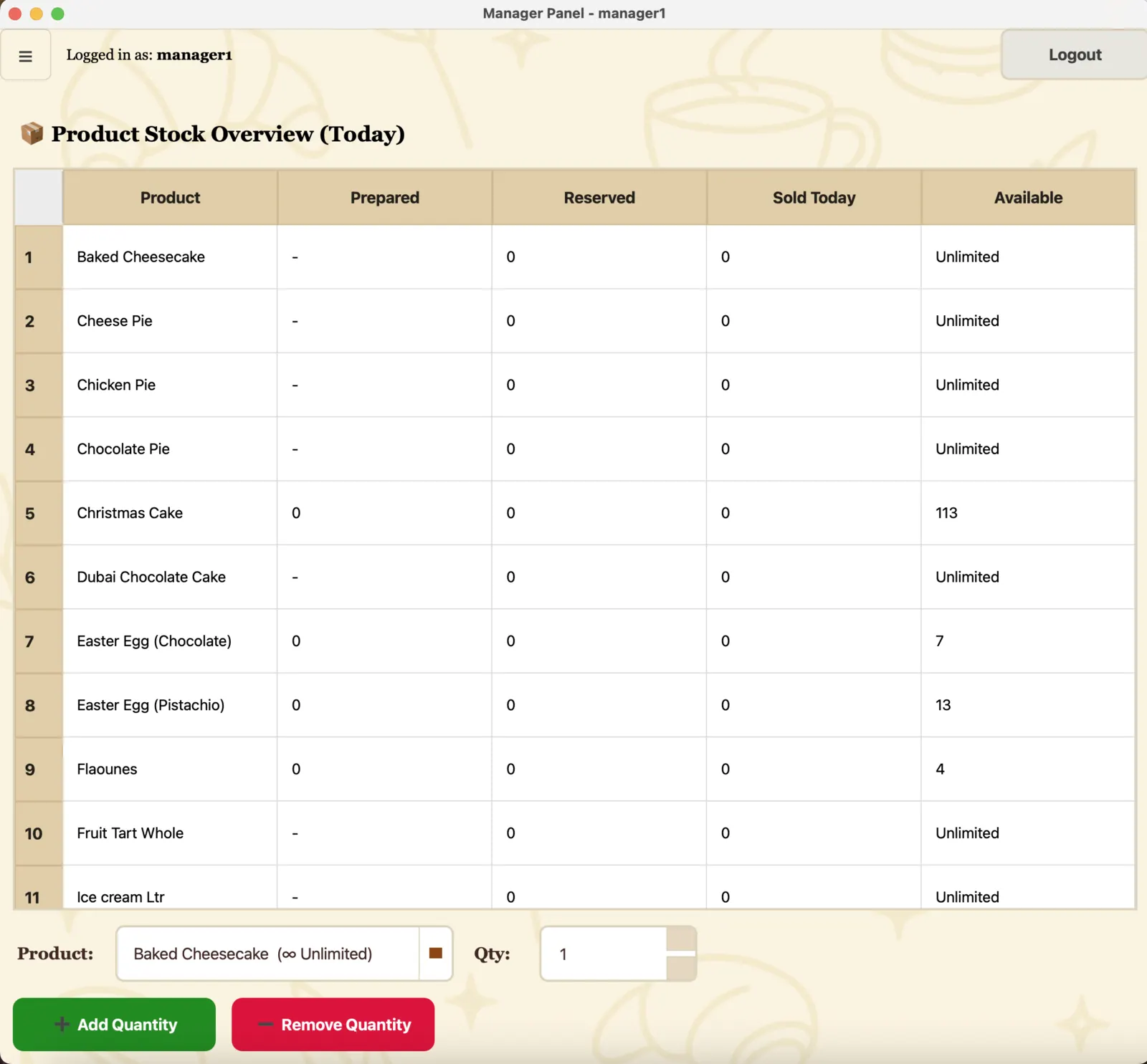 POS product management screenshot