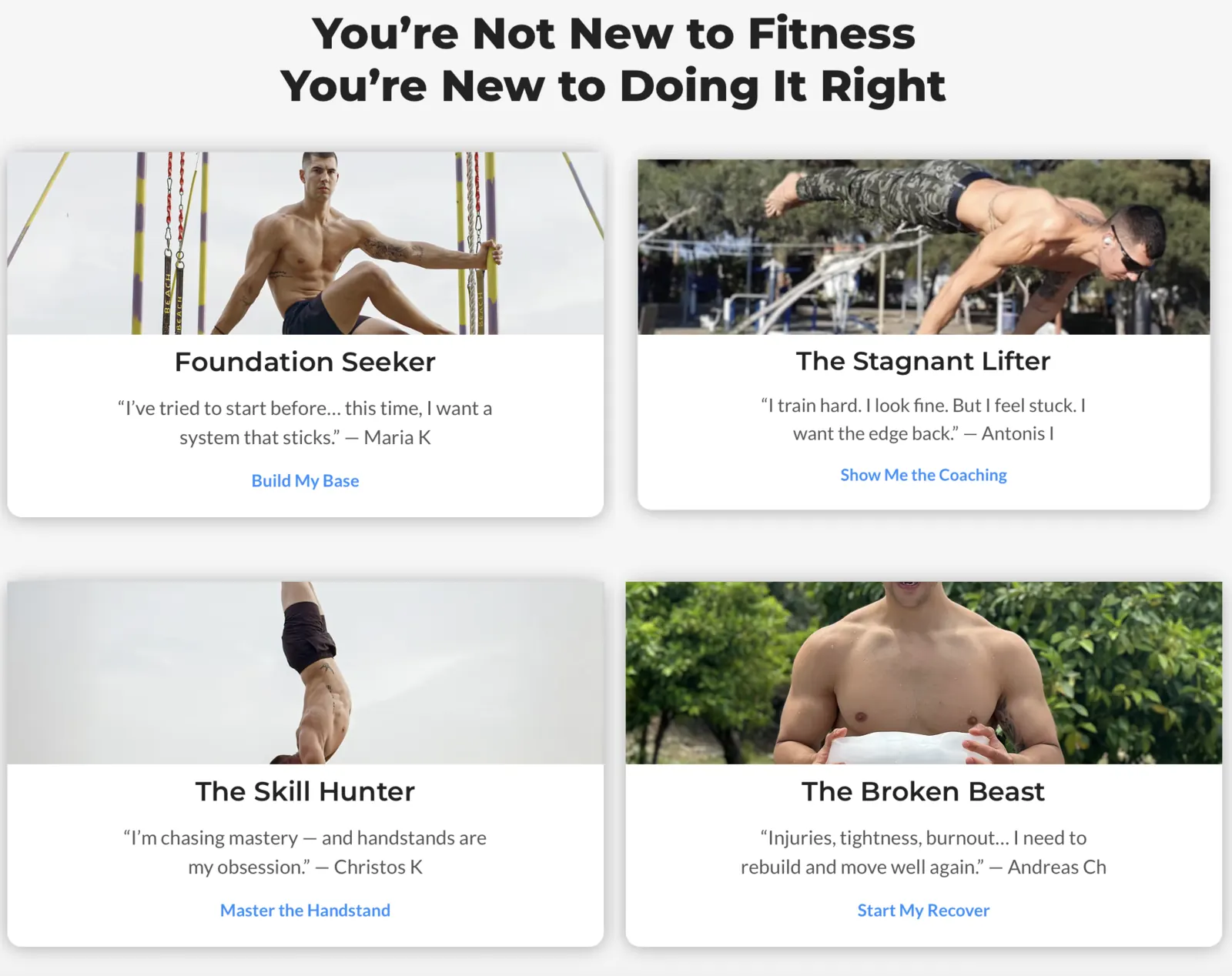 Elite training programs on the website