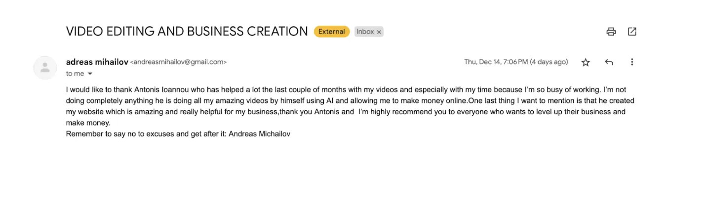 Client testimonial from Elite Calisthenics Training